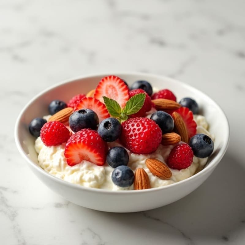 Creamy Cottage Cheese with Fresh Berries and Crunchy Almonds