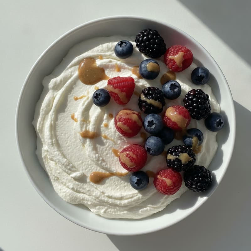 Silky Greek Yogurt Protein Mousse with Mixed Berries