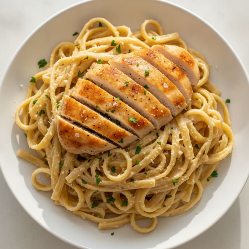Garlic Parmesan Chicken Alfredo with Fettuccine