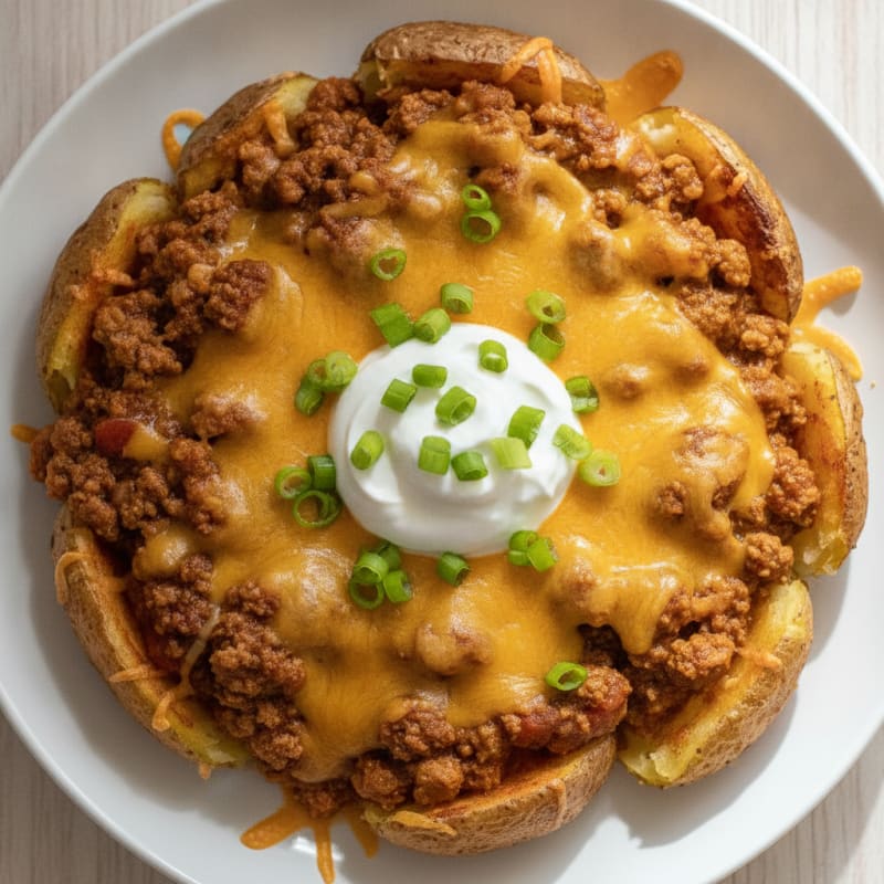 Loaded Chili Cheese Potato Skins