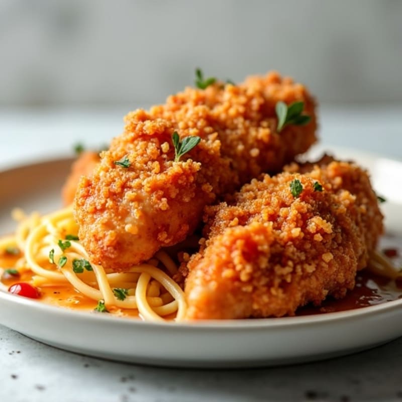 Crispy Chicken with Sticky Sweet and Spicy Glaze