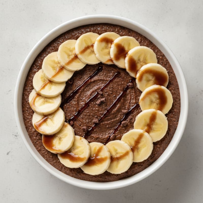 Chocolate Protein Chia Pudding with Sliced Banana