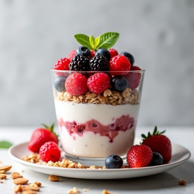 Greek Yogurt Protein Parfait with Mixed Berries