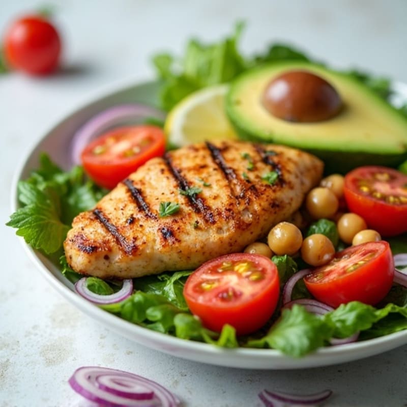 Grilled Chicken Breast with Chickpea and Avocado Salad