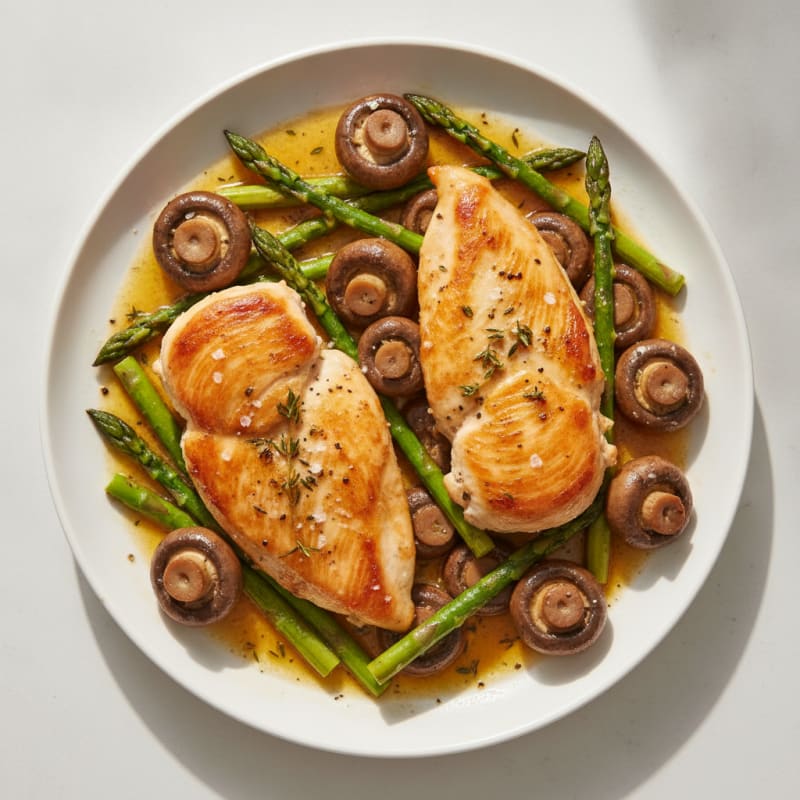 Roasted Garlic Butter Mushrooms with Chicken