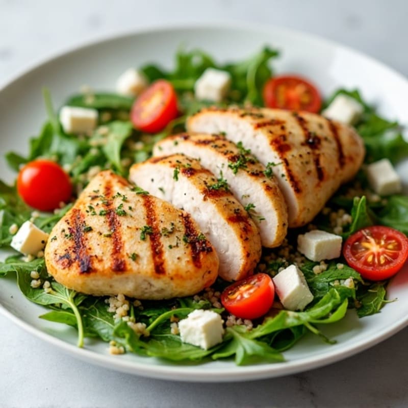 Grilled Chicken Breast with Quinoa Arugula Salad