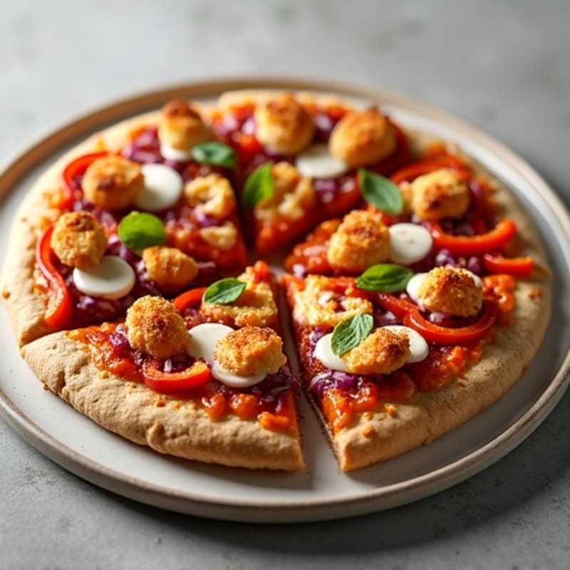 Crispy Lean BBQ Chicken Pizza with Roasted Vegetables