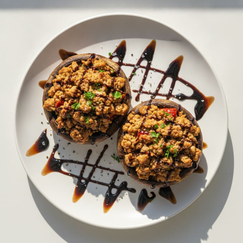 Herb-Stuffed Portobello Mushrooms with Balsamic Glaze