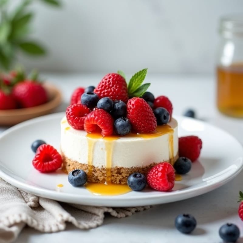 Silky Greek Yogurt Protein Cheesecake with Fresh Berries