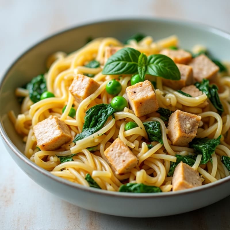 Creamy Chicken and Tofu Noodle Skillet