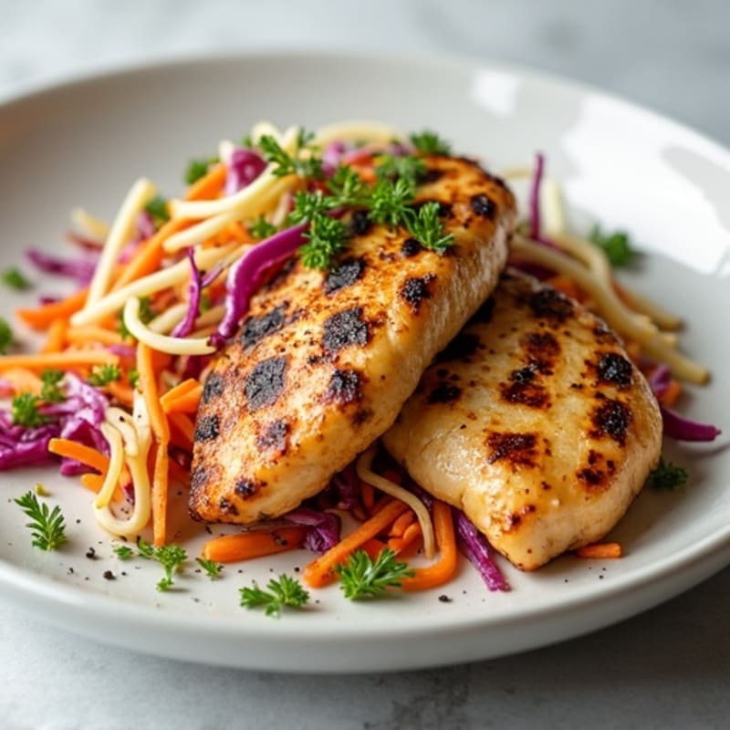 Grilled Chicken Breast with Crunchy Cabbage Slaw