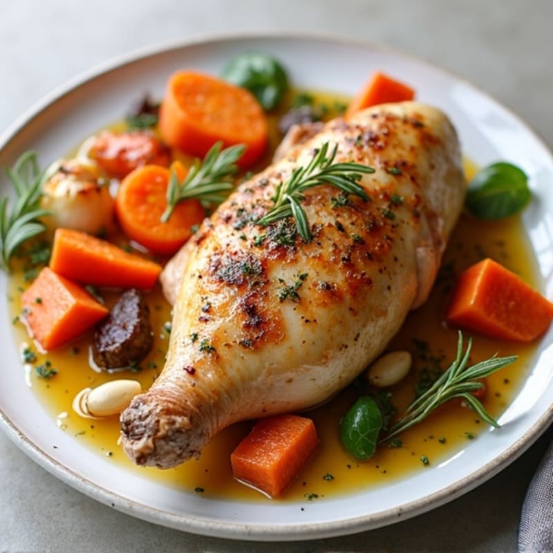 Herb-Roasted Chicken with Crispy Root Vegetable Medley