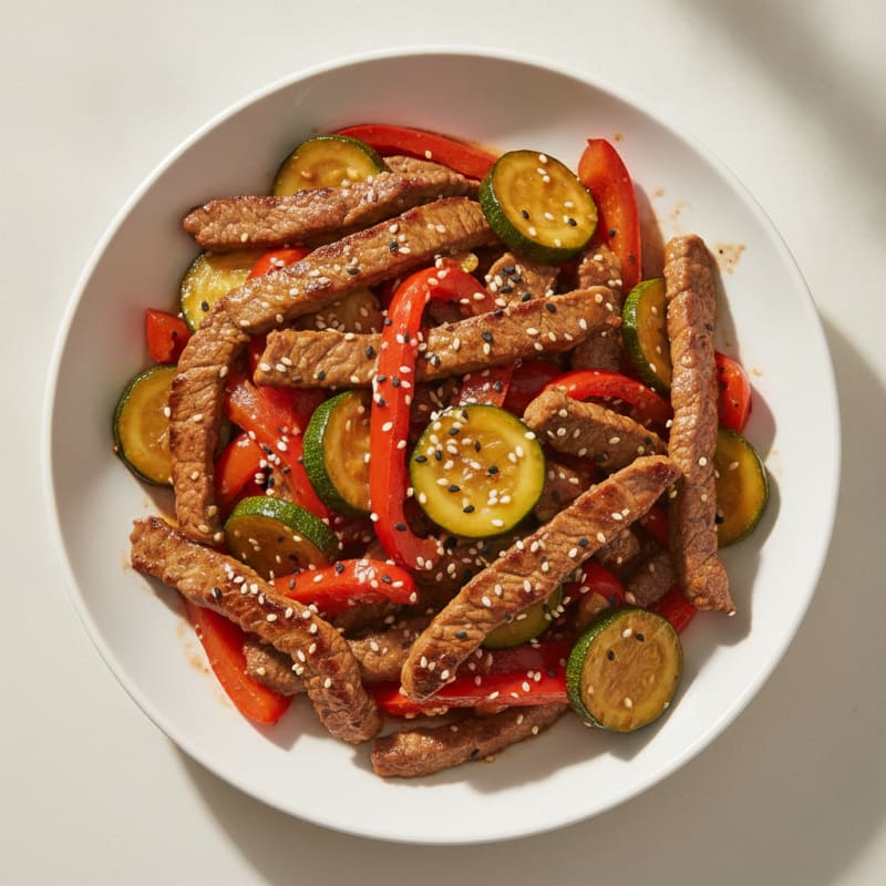 Lean Beef Stir-Fry with Bell Peppers and Zucchini