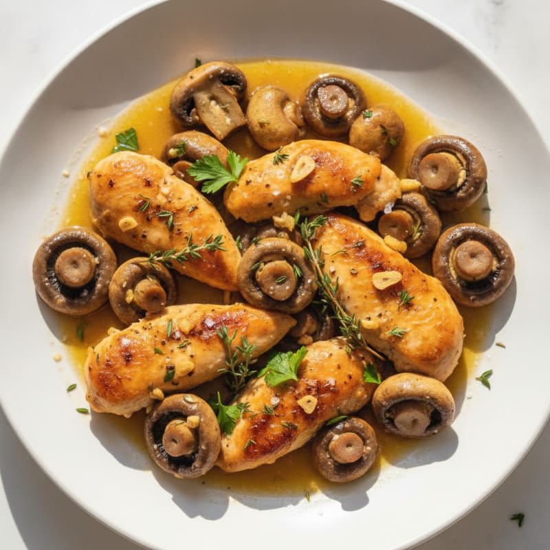Roasted Garlic Butter Mushrooms with Chicken