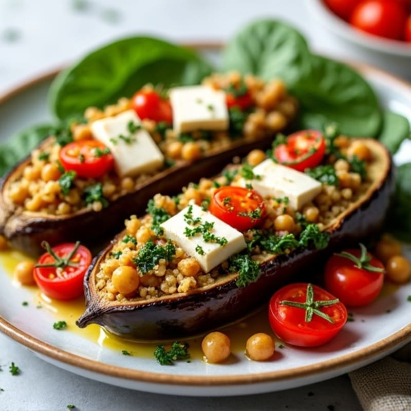 Herb-Roasted Quinoa Stuffed Eggplant