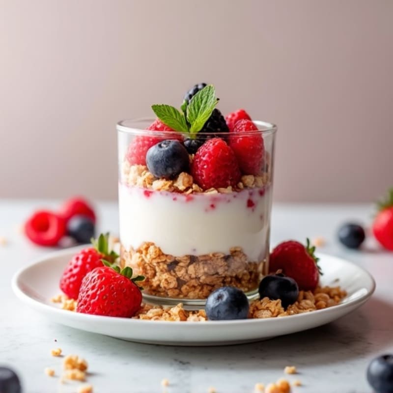 Greek Yogurt Protein Parfait with Mixed Berries