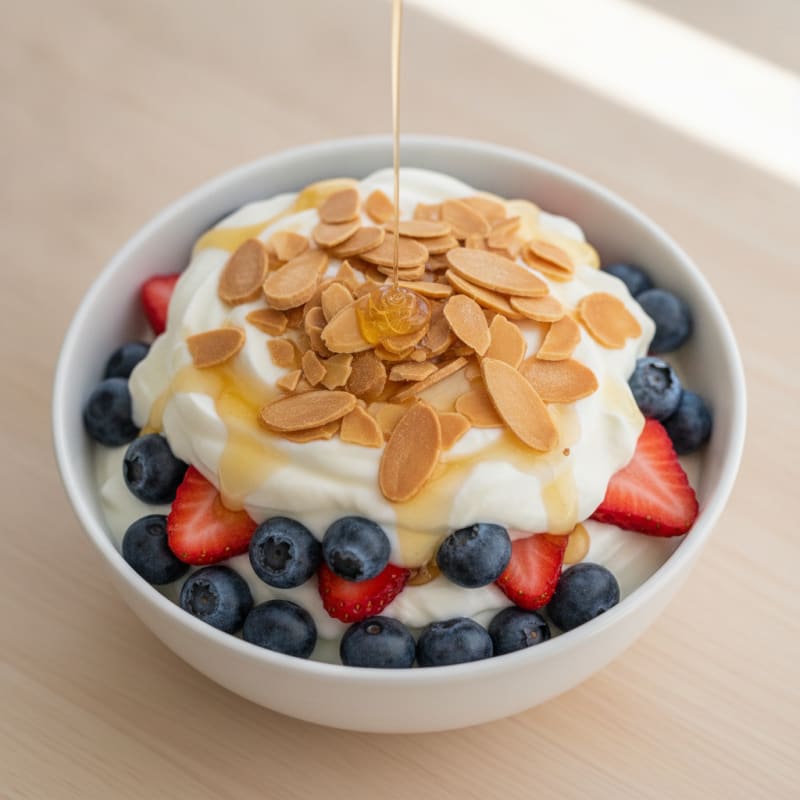 Creamy Greek Yogurt Parfait with Berries and Almonds