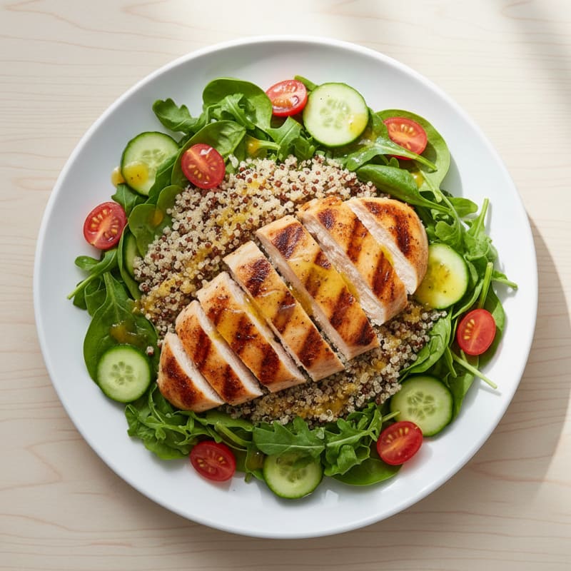 Grilled Chicken and Quinoa Salad with Fresh Greens