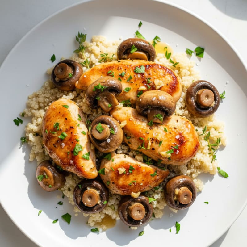 Garlic Butter Roasted Mushrooms with Chicken