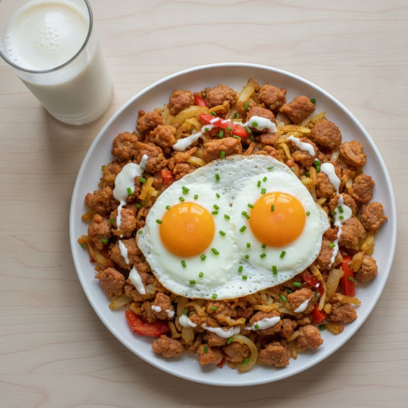 Farm Fresh Eggs with Pork Sausage Hash