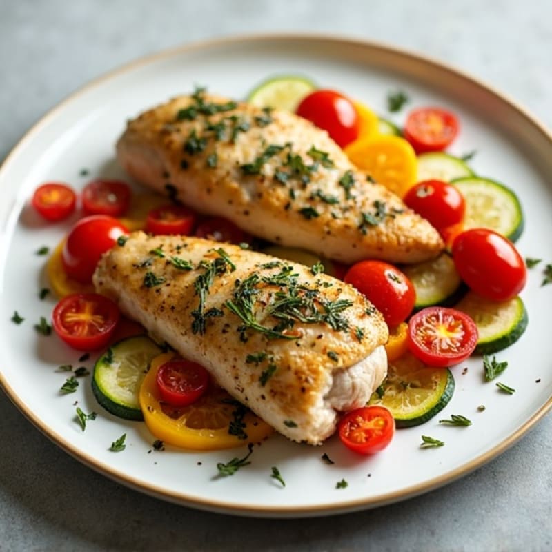 Herb-Crusted Sheet Pan Chicken with Roasted Rainbow Vegetables