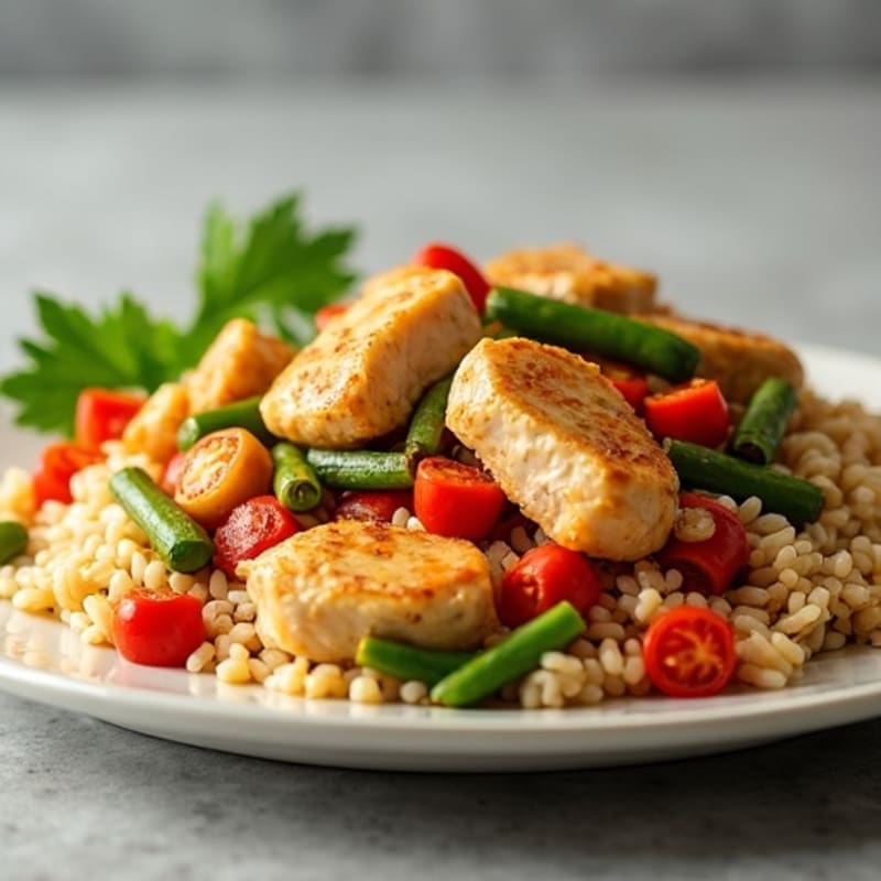Chicken and Crispy Vegetable Brown Rice Stir-Fry