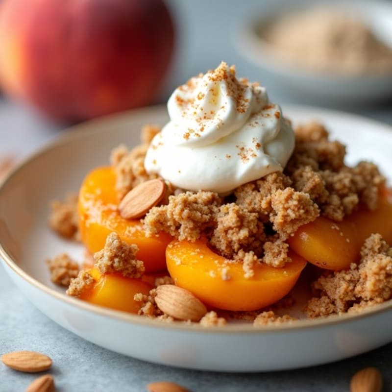 Sweet Cinnamon Baked Peaches with Crunchy Almond Crumble