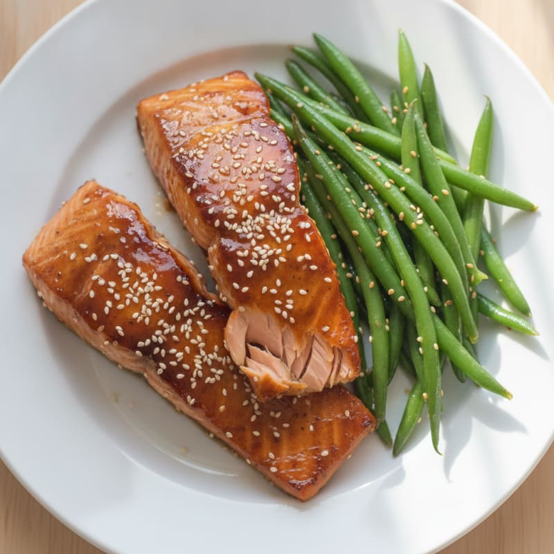 Teriyaki Glazed Salmon with Sesame Green Beans