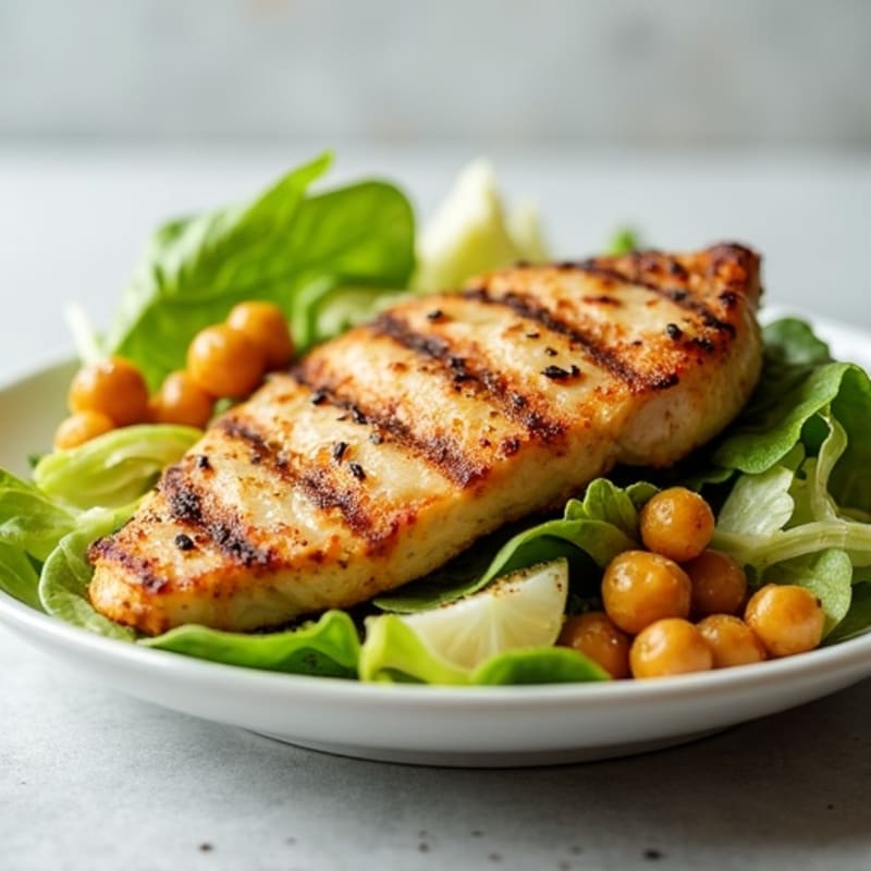 Grilled Chicken Caesar with Crispy Roasted Chickpeas