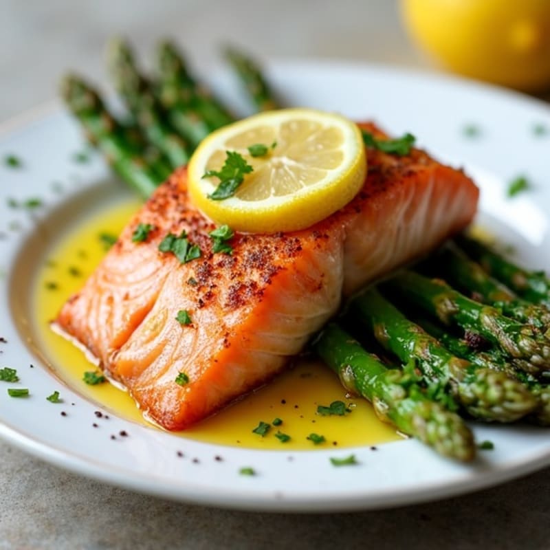 Crispy Skin Lemon-Herb Salmon with Roasted Asparagus