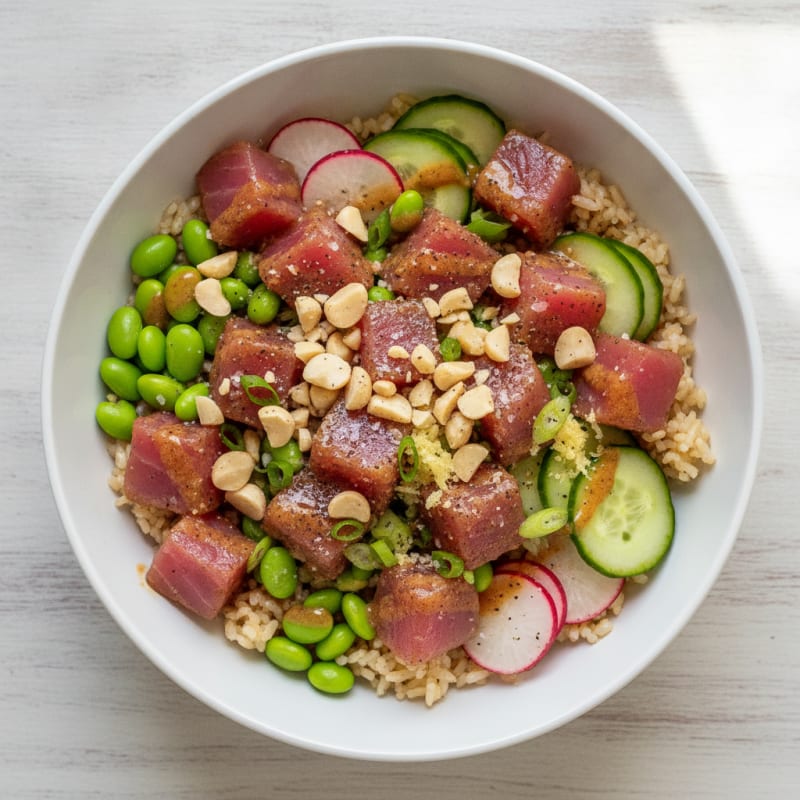 Ahi Tuna Poke Bowl with Macadamia Nuts