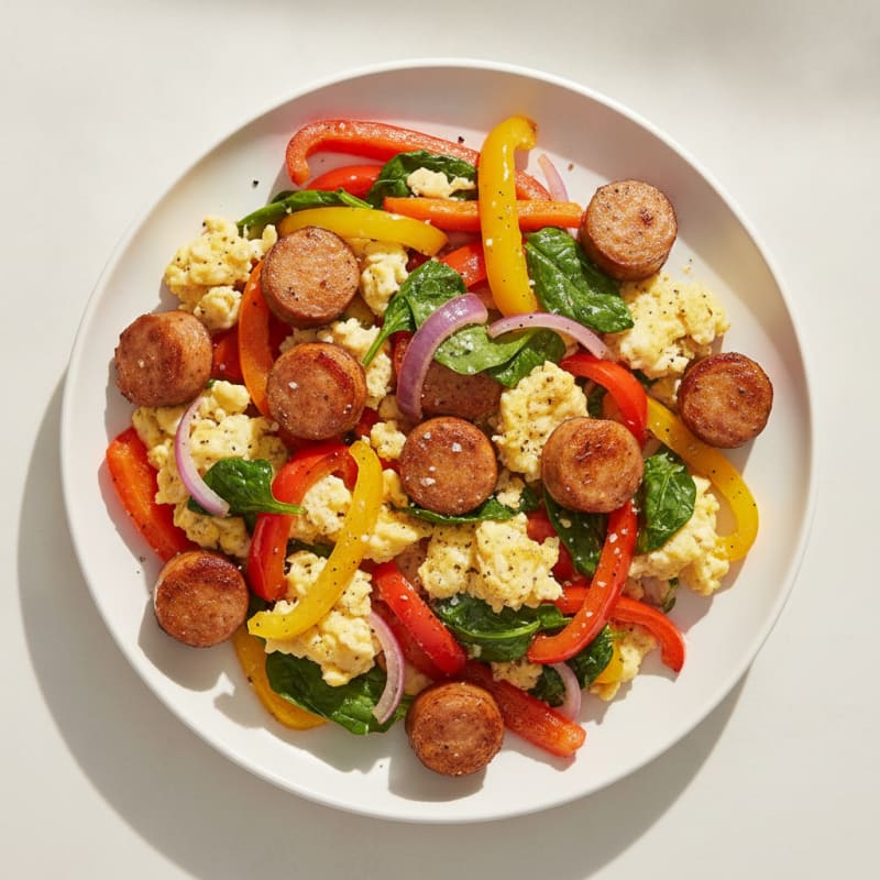 Sheet Pan Sausage and Veggie Scramble