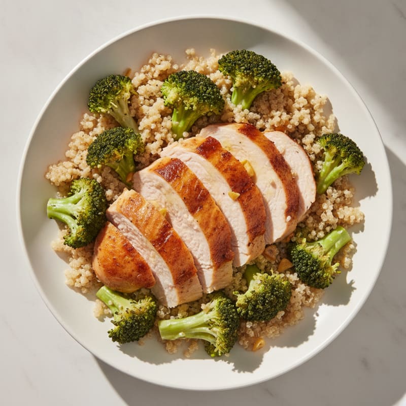Roasted Turkey Breast with Steamed Broccoli and Quinoa