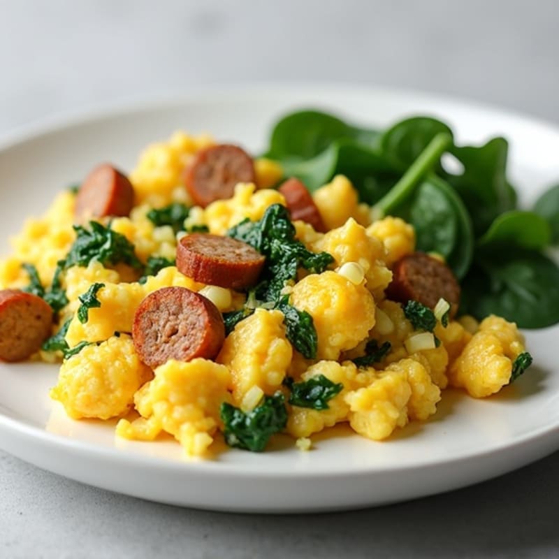 Egg White Scramble with Spinach and Turkey Sausage