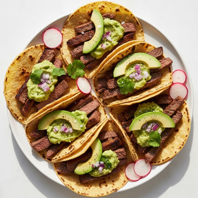 Carne Asada Street Tacos with Avocado Salsa