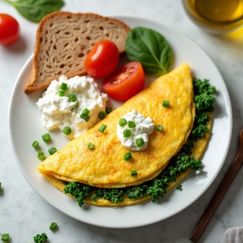 Egg White Spinach Omelette with Cottage Cheese