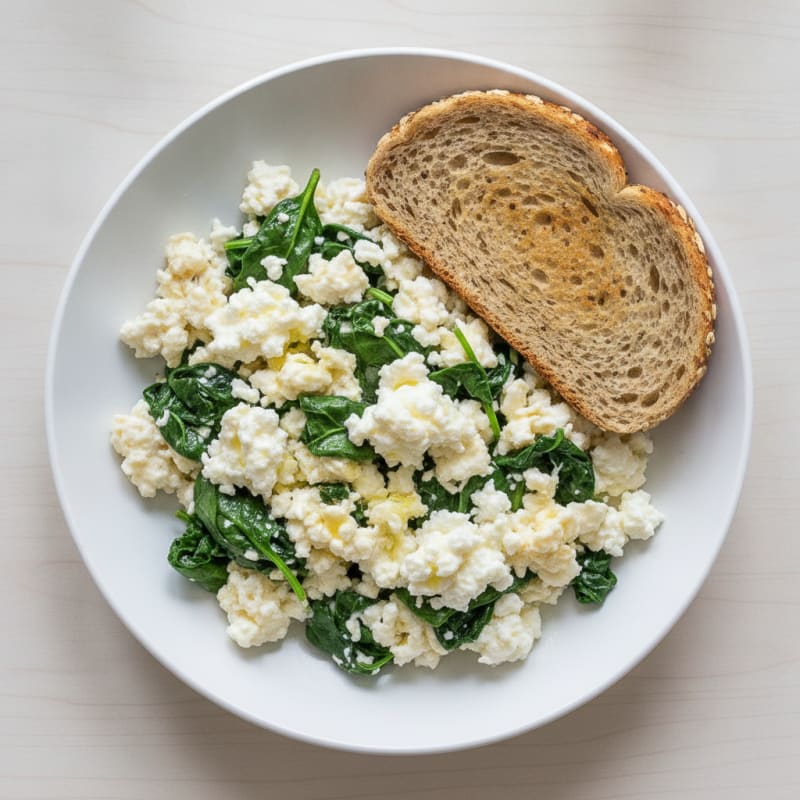 Egg White and Spinach Scramble with Cottage Cheese