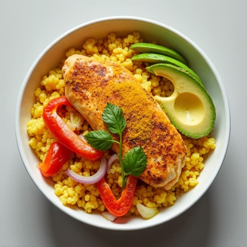 Aromatic Turmeric Chicken and Cauliflower Rice Bowl