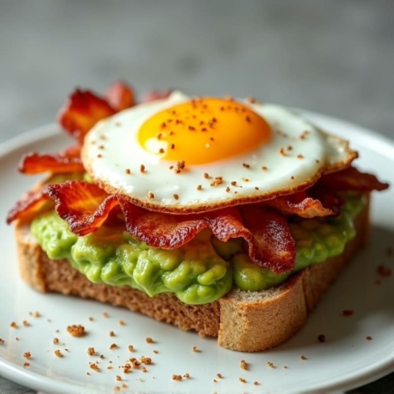 Fresh Avocado and Crispy Bacon Whole Grain Sandwich