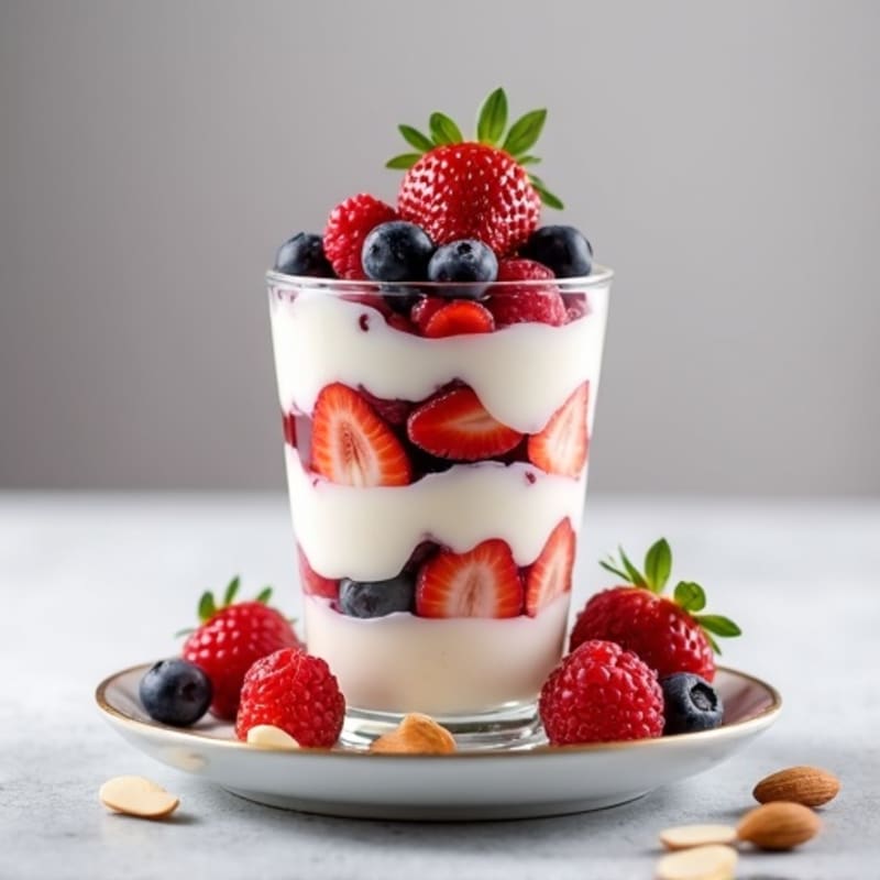 Creamy Greek Yogurt Protein Parfait with Mixed Berries and Almonds