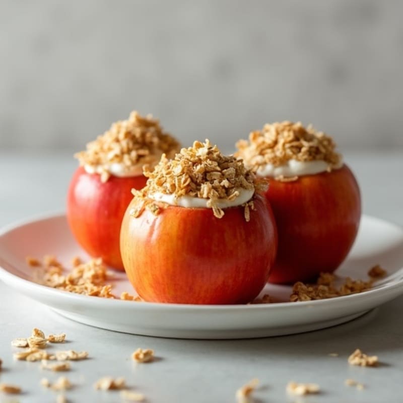 Baked Protein-Stuffed Apples with Crispy Oat Topping