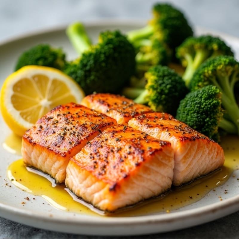 Seared Salmon Fillet with Roasted Broccoli