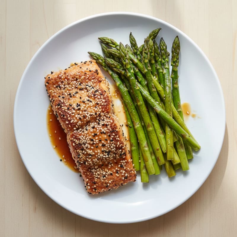 Crispy Sesame-Ginger Salmon with Roasted Asparagus