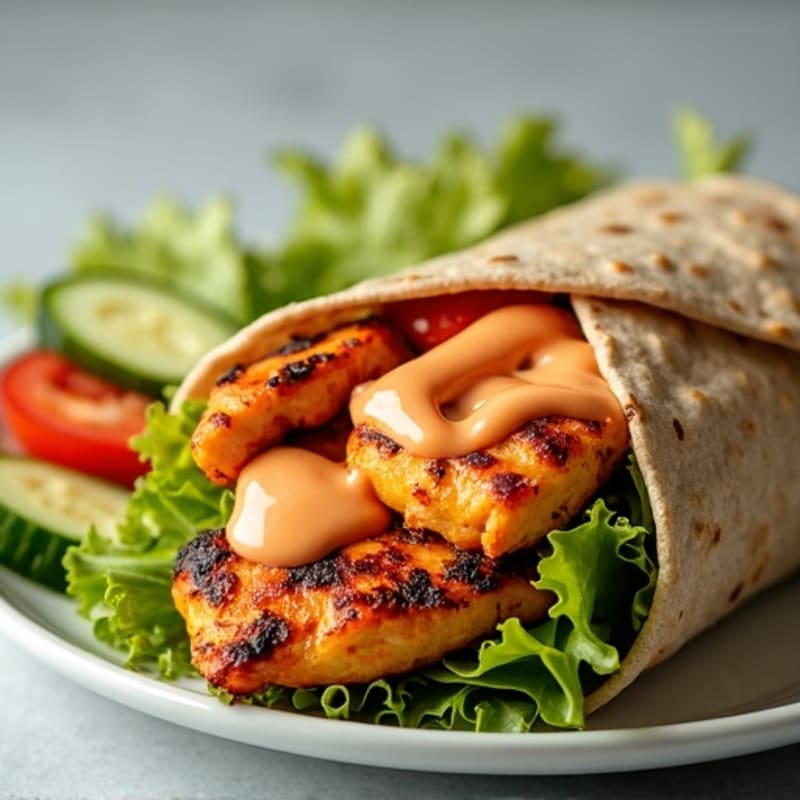 Grilled Buffalo Chicken Ranch Wrap with Crisp Vegetables
