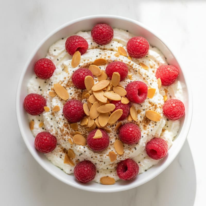 Cottage Cheese Protein Pudding with Sliced Almonds