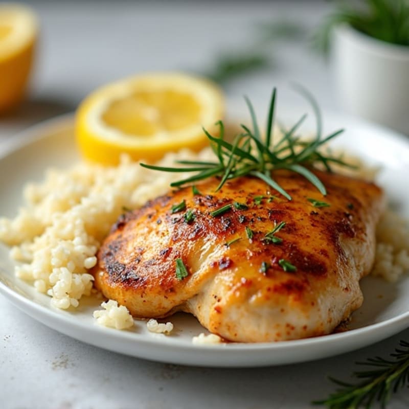 Roasted Lemon Herb Chicken with Fluffy Rice Pilaf