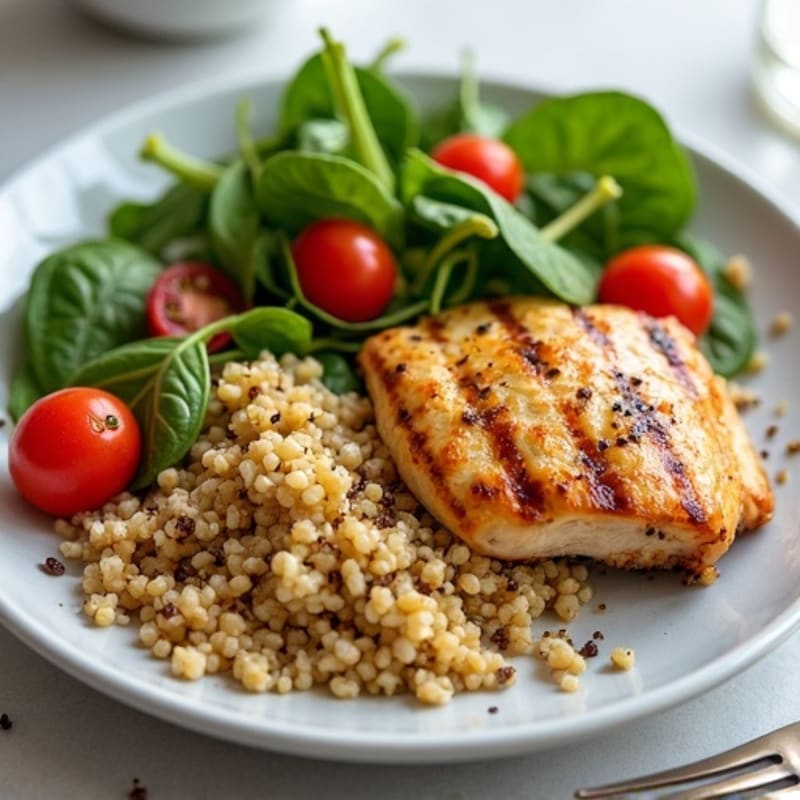 Grilled Chicken Breast with Quinoa Spinach Salad