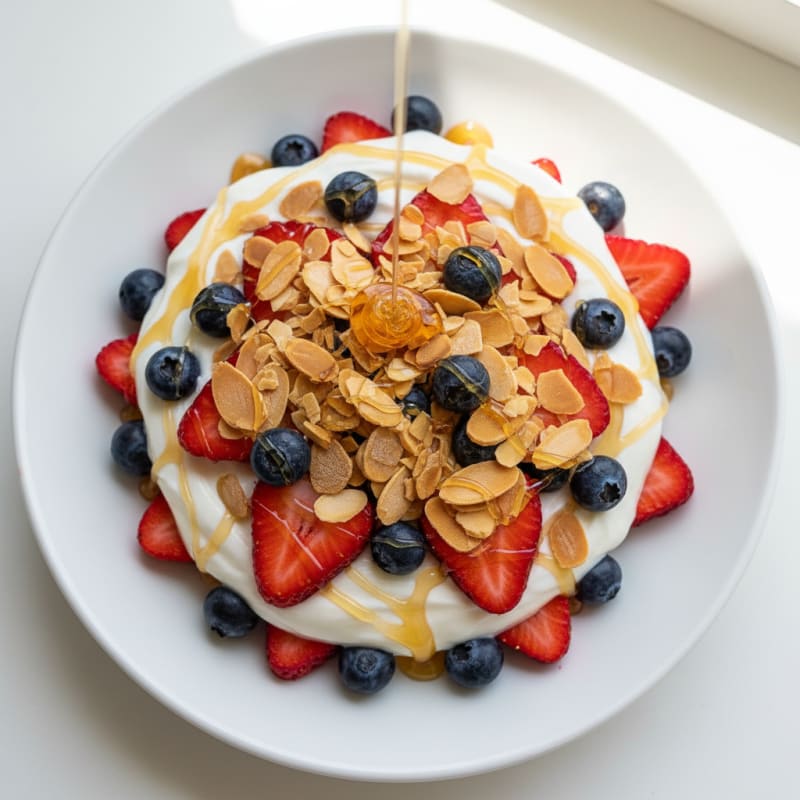 Greek Yogurt Protein Parfait with Almonds and Berries