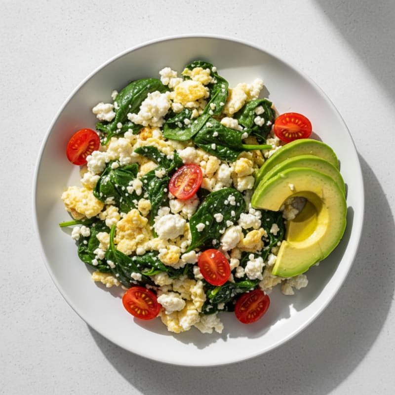 Egg White Scramble with Cottage Cheese and Spinach