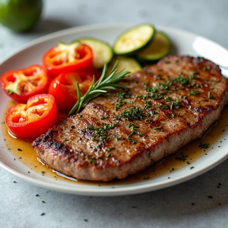 Garlic-Herb Seared Flank Steak with Roasted Vegetables